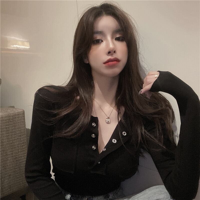 ベーシックソリッド カラートップス オータムスリムTシャツ ロング 秋物 ソリッドカラー ガールズファッション45100016425