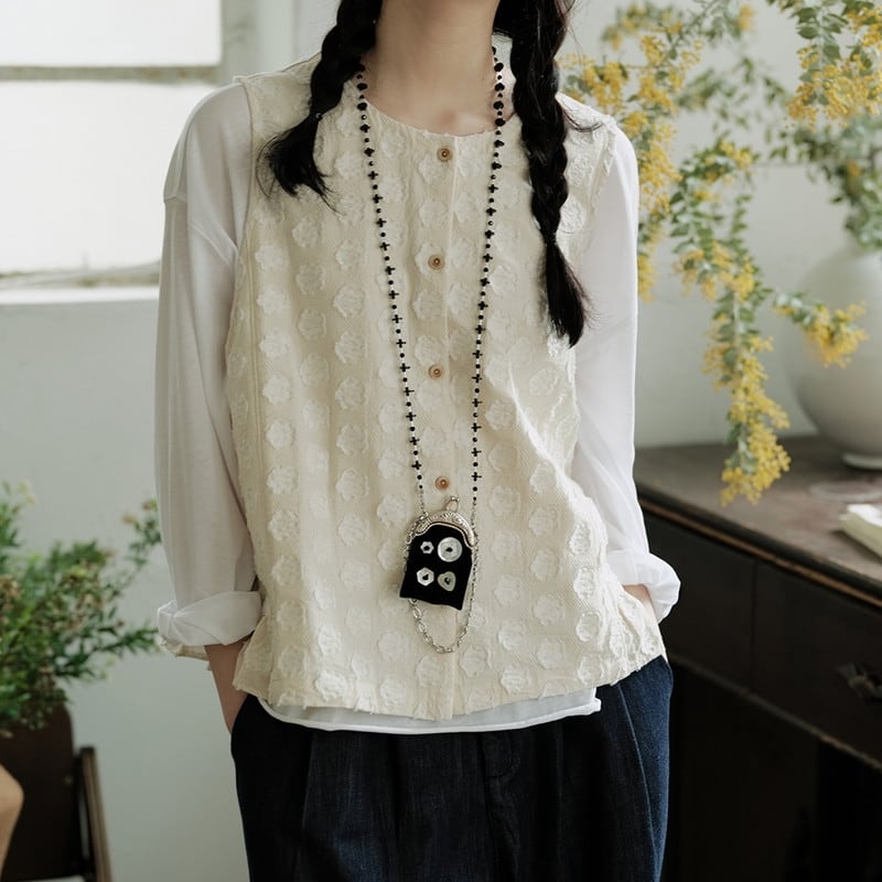 プリーツ刺繍ベスト M1276