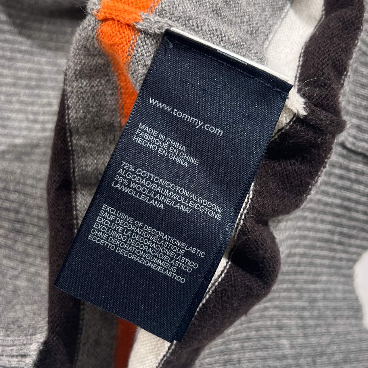 TOMMY HILFIGER トミーヒルフィガー ボーダー コットン ニット プルオーバー L/グレー メンズ