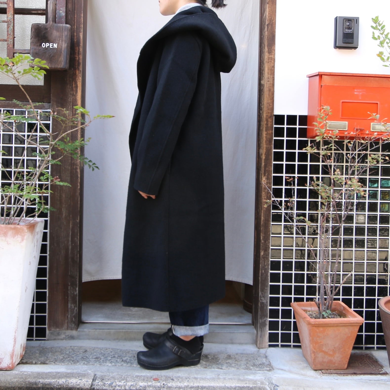 R&D.M.Co-/OLDMAN'S TAILOR WOOL FELT KNIT LONG HOODIE COAT(ウール