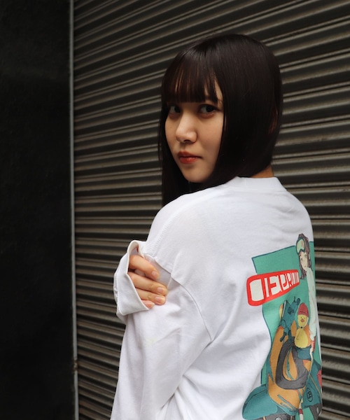 DEPROID× tama5   Go out on a motorcycle  L/S Tee (WHT) DP-174