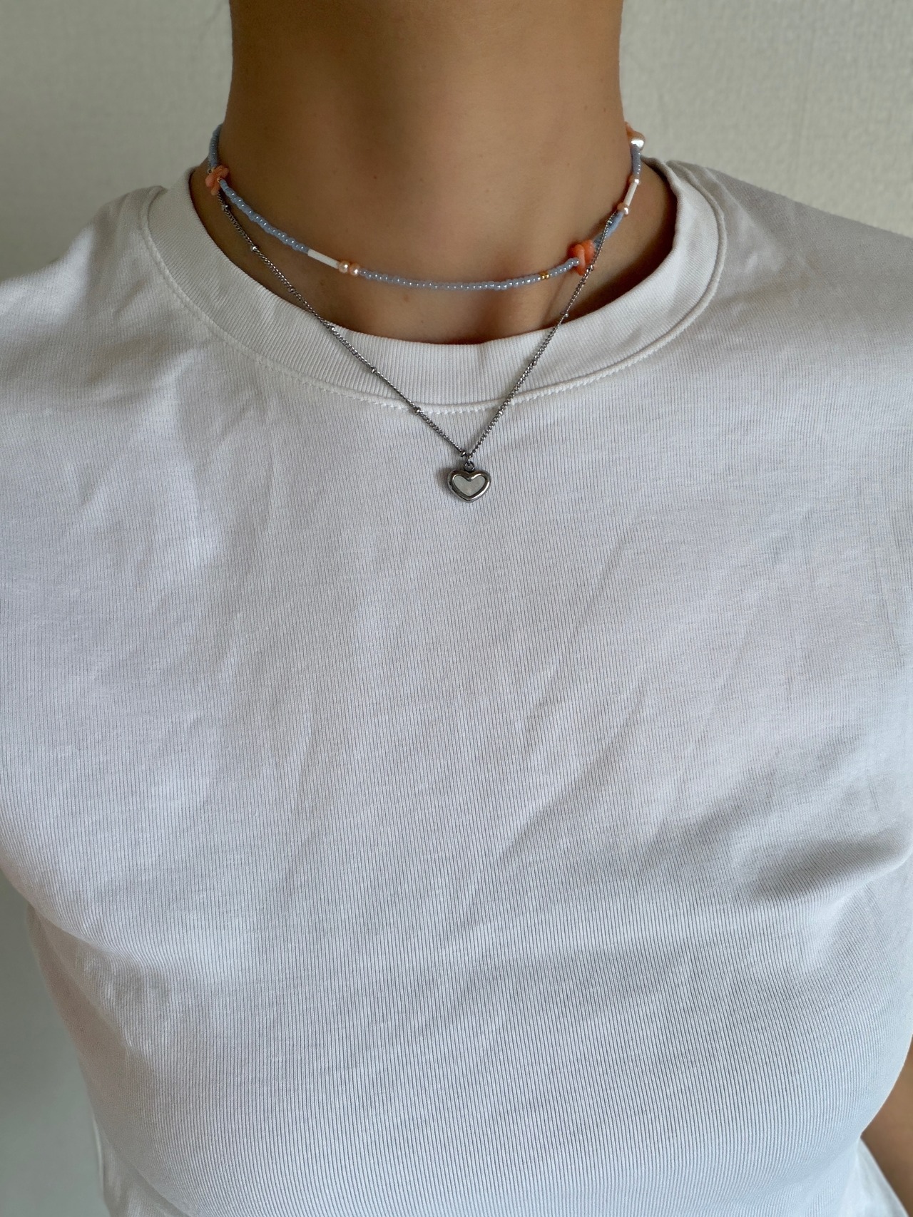 Coral Blue Beads Necklace［BZN42］