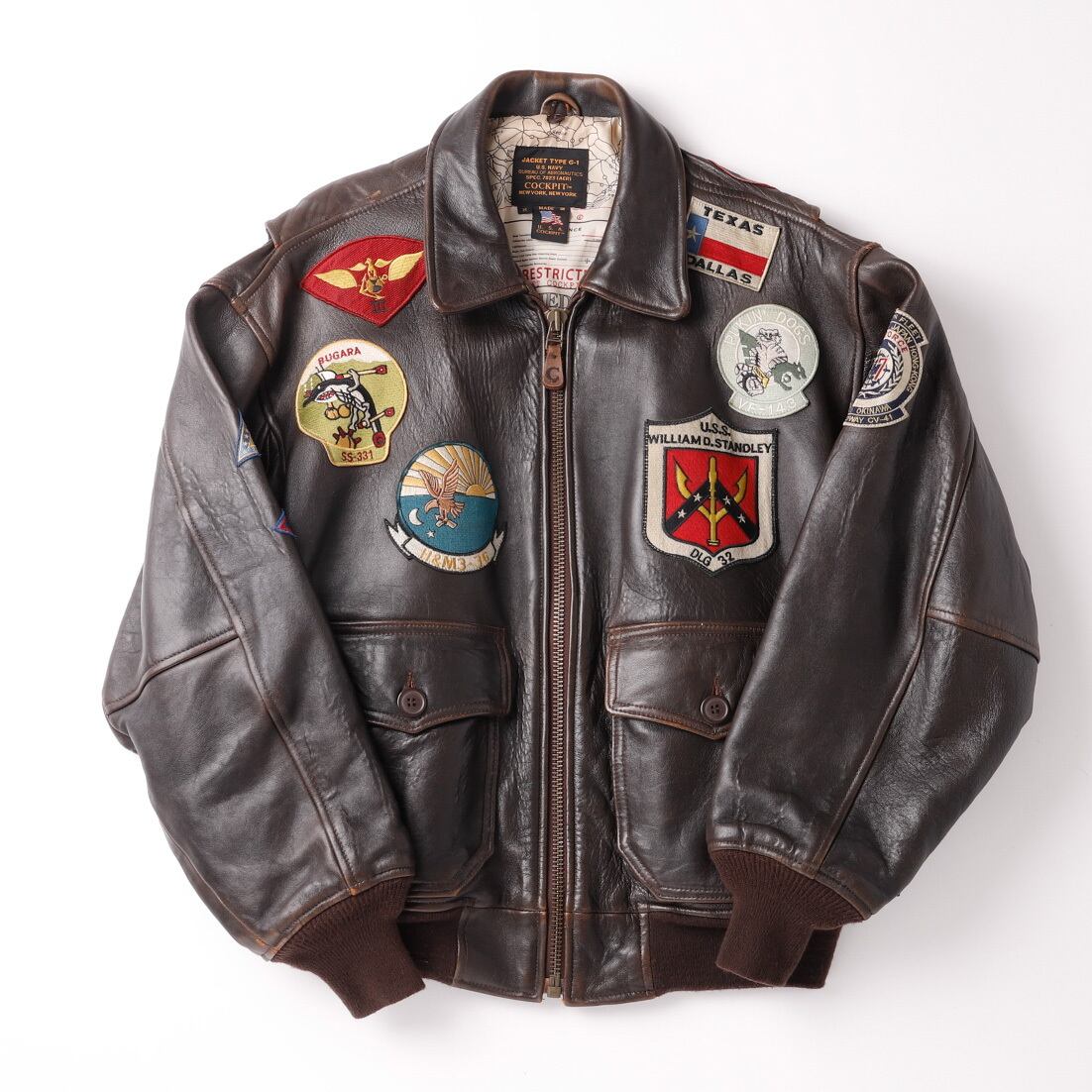 【逸品】Vintage U.S NAVY TYPE G-1 COCKPIT Aviator's Flight Jacket Special Spec  made in USA TOP GUN ／ コックピット G1 ヴィンテージ アビエイターズ フライトジャケット レザージャケット アメリカ海軍 ...