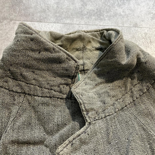 30-40s ごま塩 HBT ブラックシャンブレー フレンチワークジャケット 詳細写真8