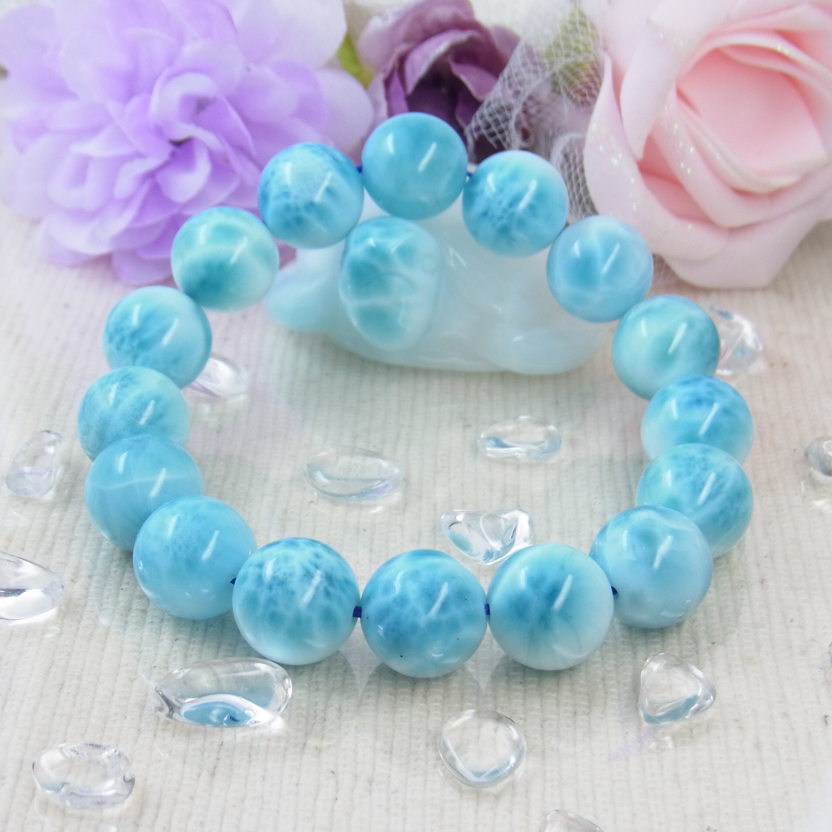 美しいラリマーハートとスターカット水晶❣️16cm