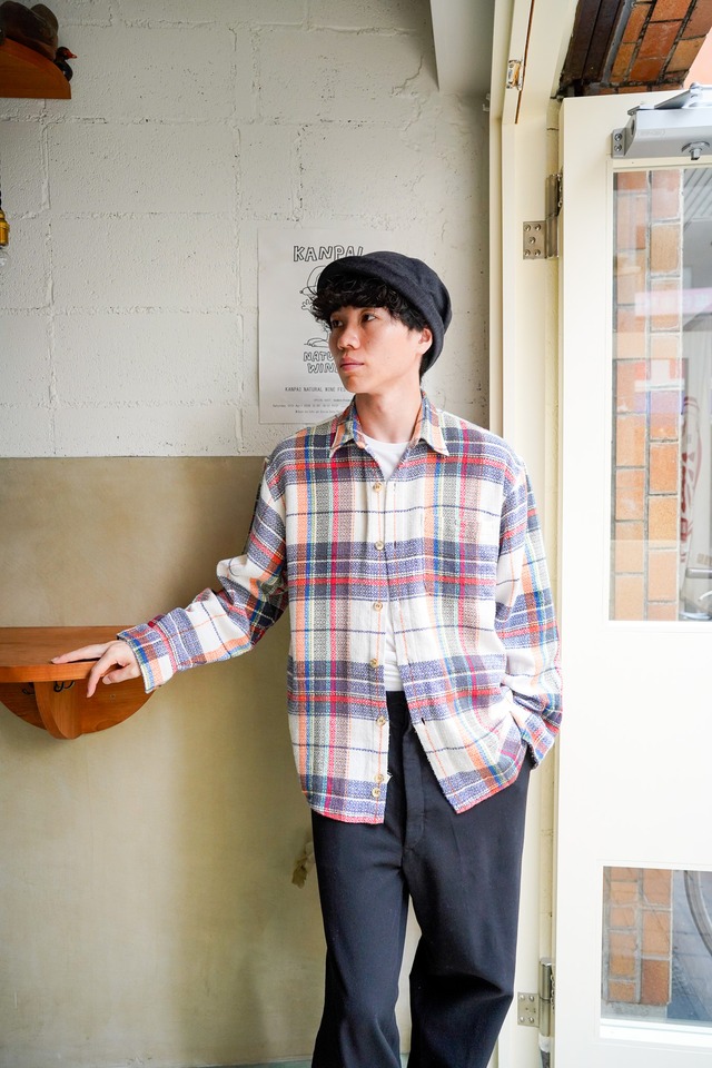【1990s】"Winch" Cotton & Acrylic & AF Plaid Pattern Long Sleeve Shirts / 6-265