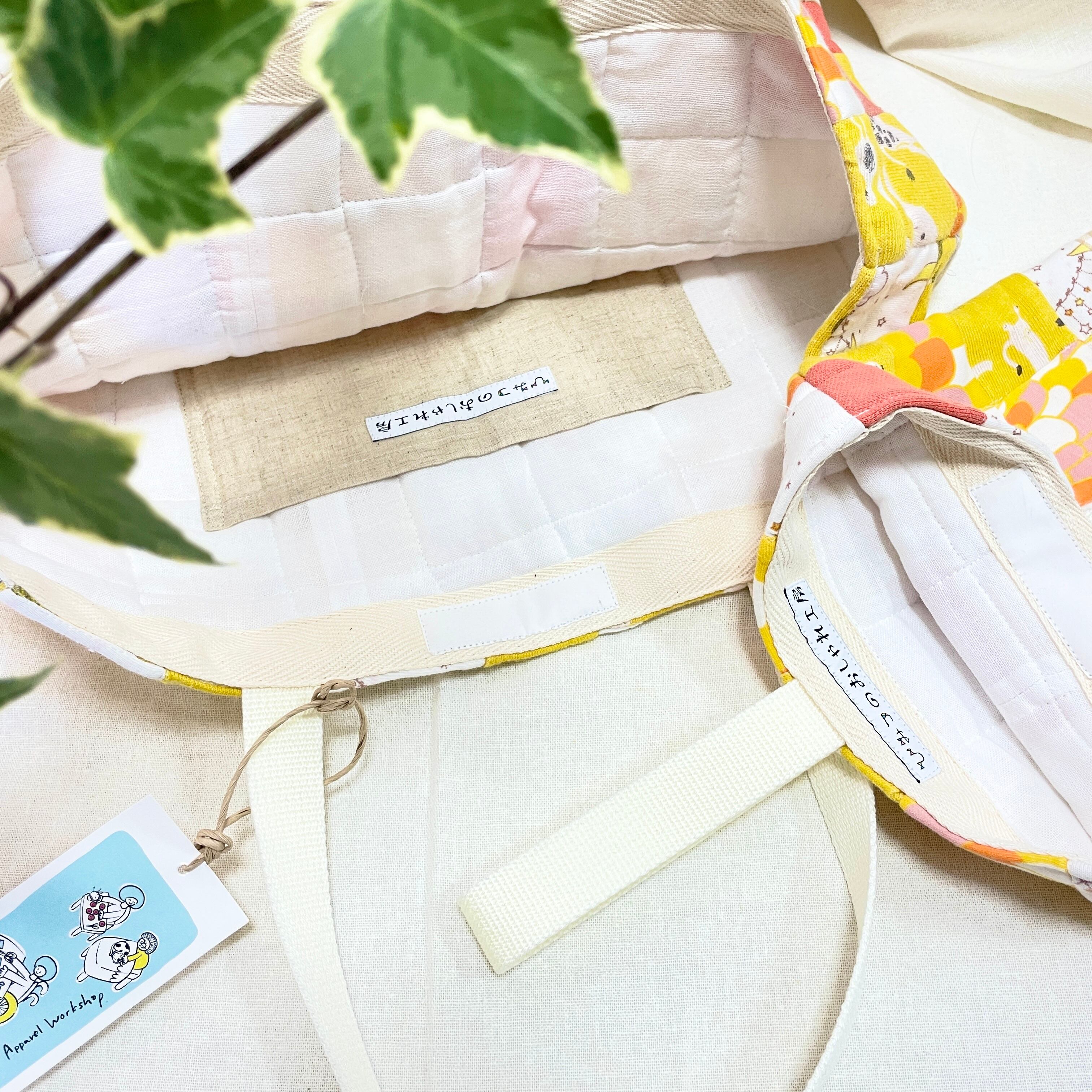 リメイクパッチワーク【イエロー系】レッスンバッグ&シューズバッグ