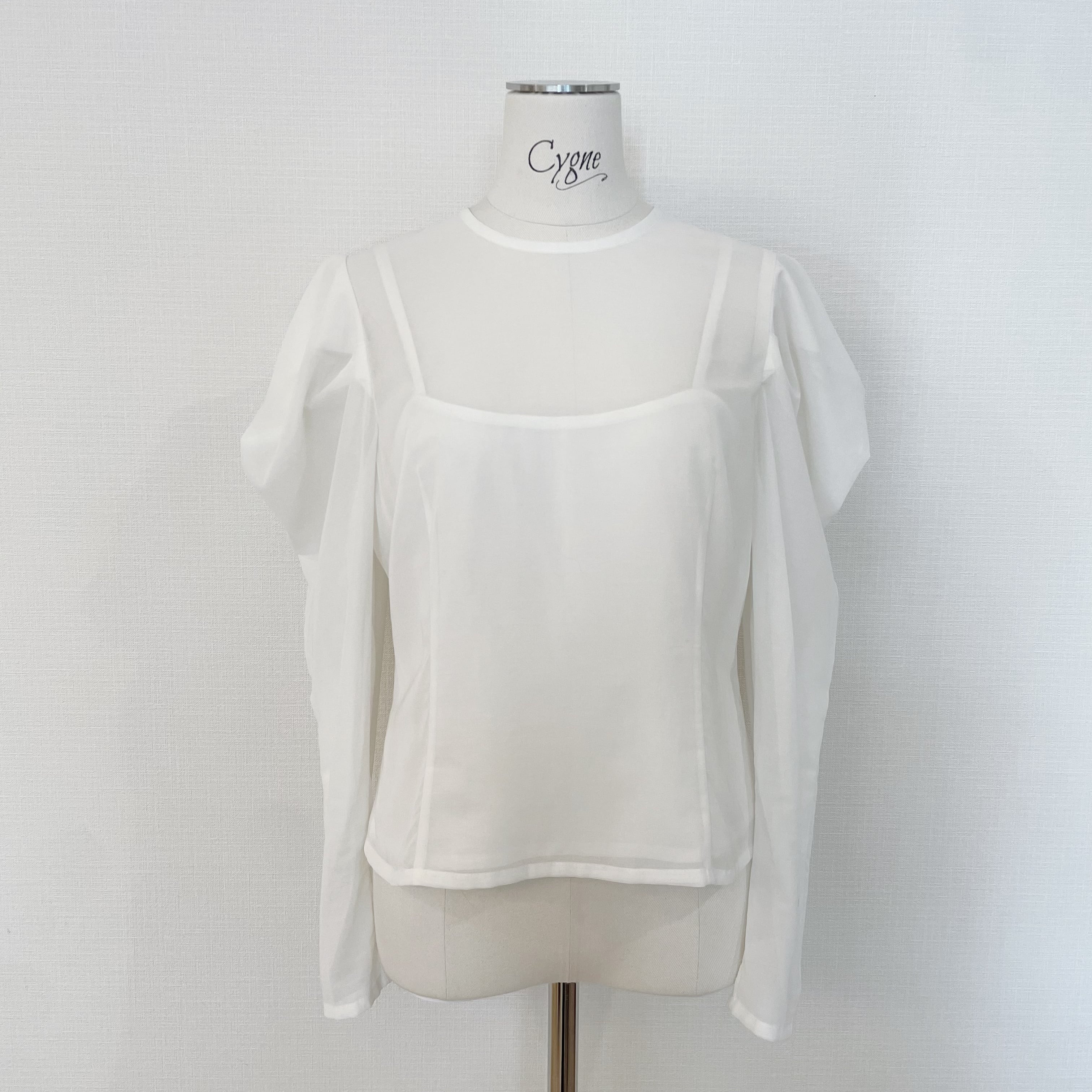 cygne シーニュ Mari シースルー 半袖 ブラウス インナー付 cygne 