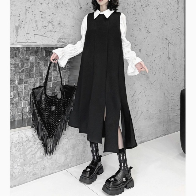 Uncut random hem sleeveless dress C0691