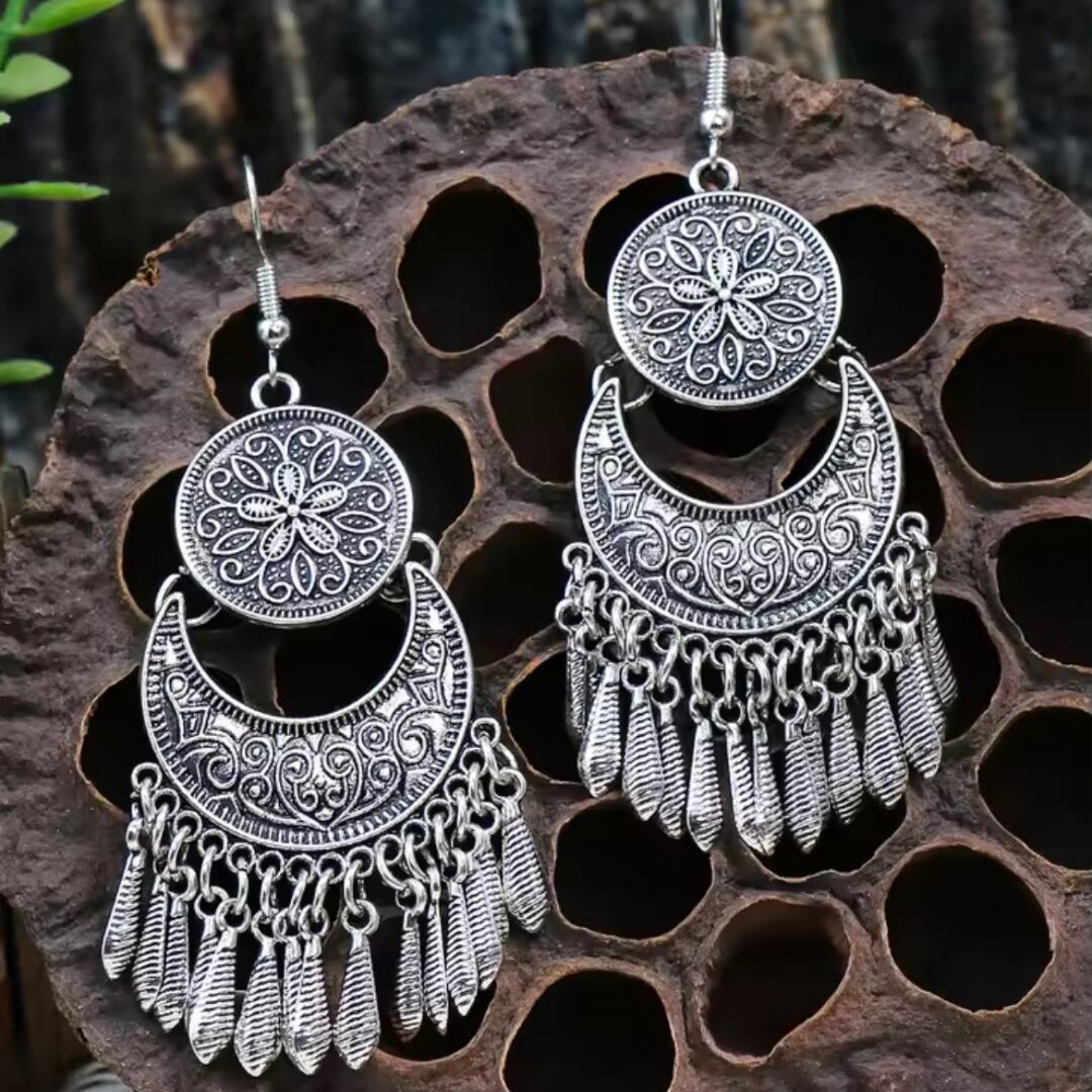 ピアス シルバー トライバル ビンテージ エスニック フリンジ ベリーダンス