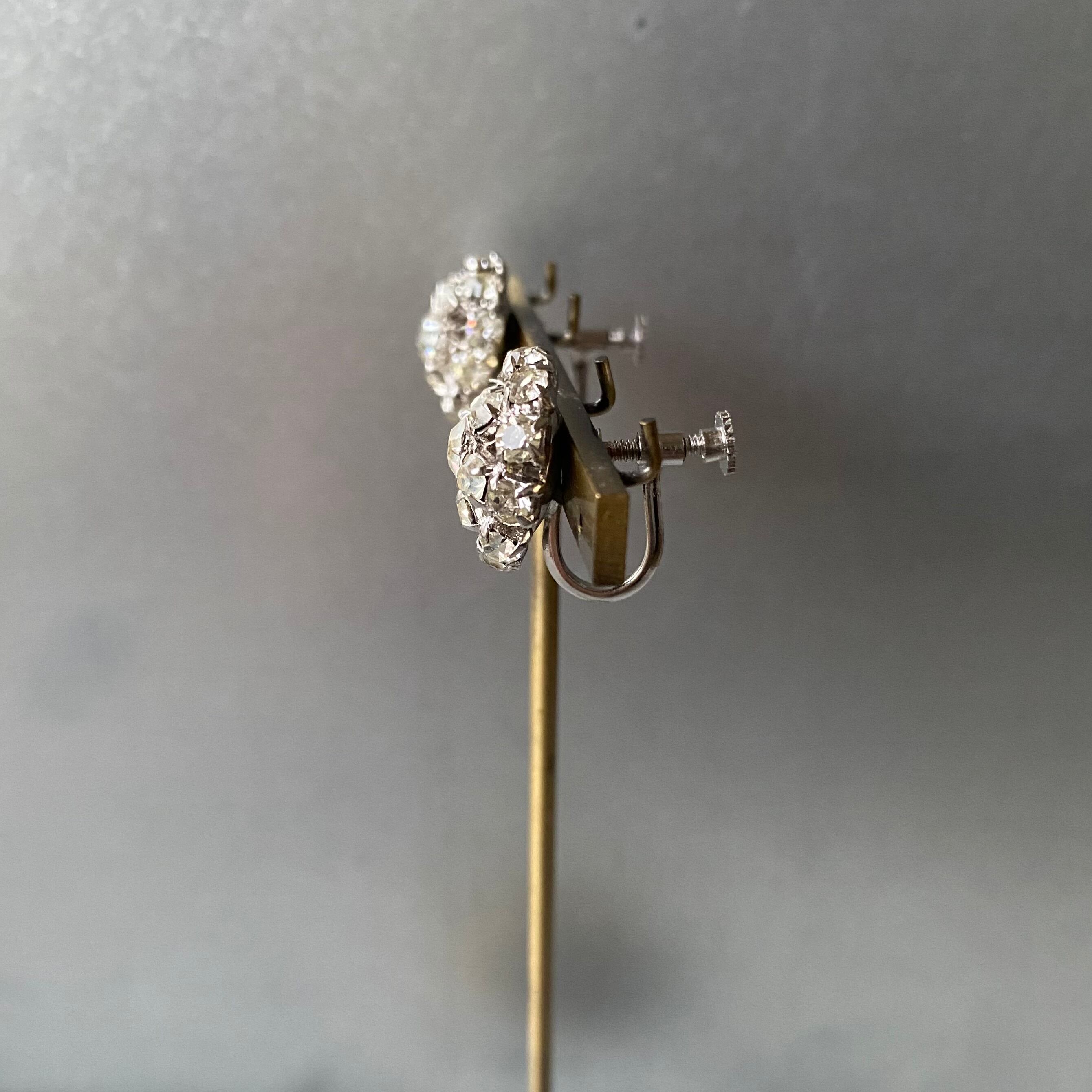 Vintage 60〜70s retro flower design crystal bijou earring レトロ ...