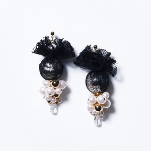 RACE PEARL GRAPES EARRINGS (BLACK)