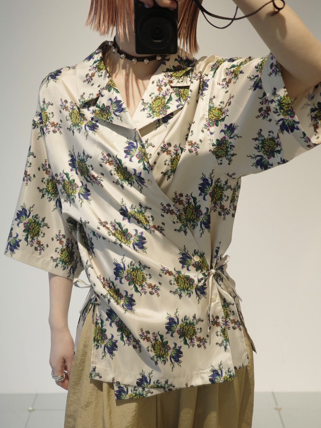 【26SS】FUMIE TANAKA フミエタナカ / flower satin SH / シャツ - 3