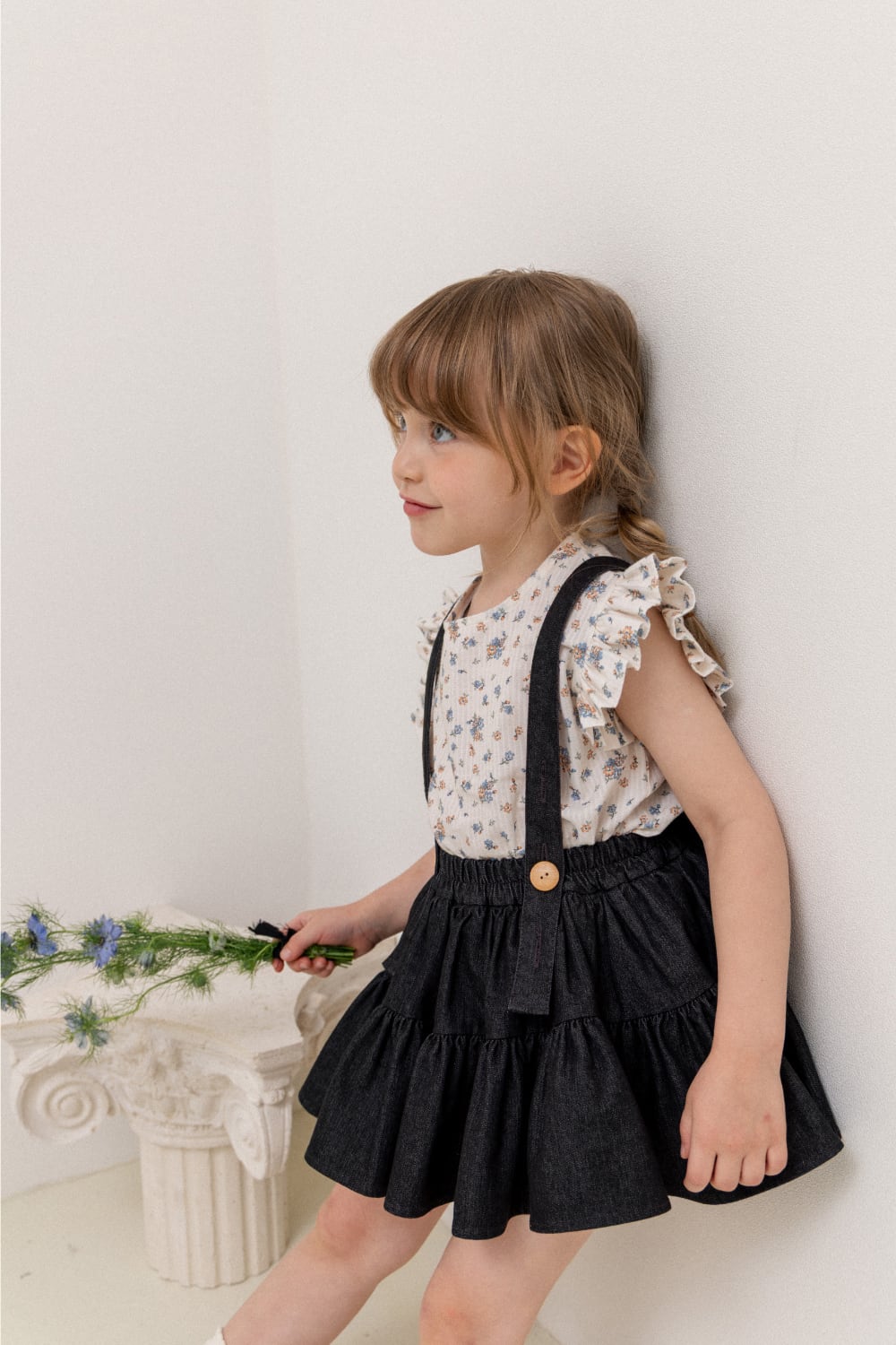 【予約販売・送料無料】wonny ribbon / Black denim skirt