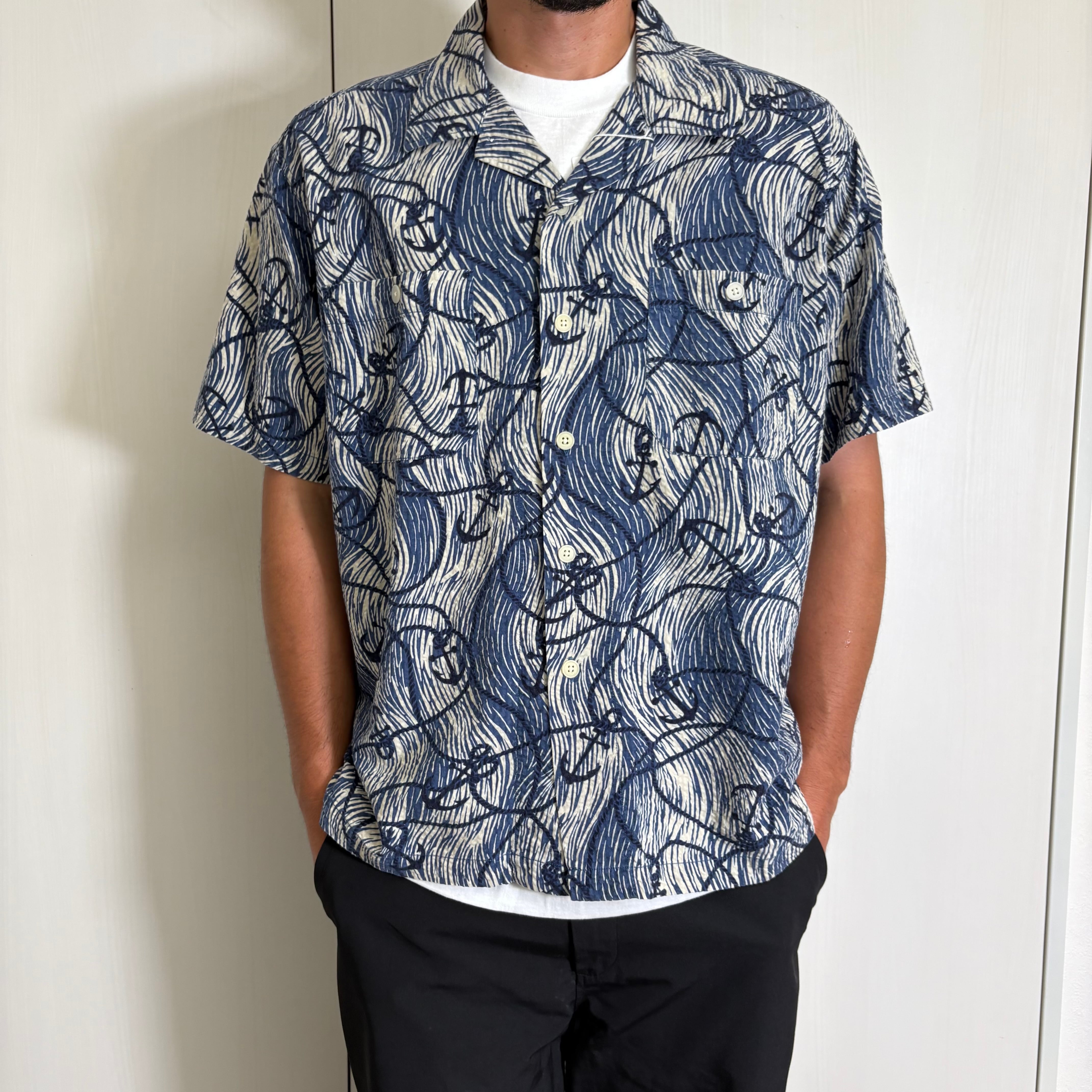 POLO SPORT ポロスポーツ 柄シャツ アンカー 碇 シアサッカー XL