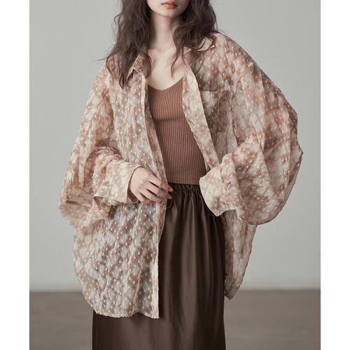 sheer print big shirt　10145
