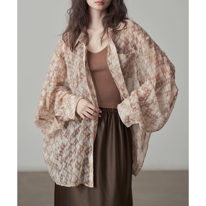 sheer print big shirt 10145