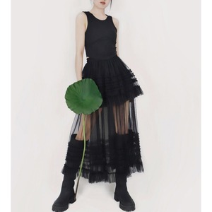 A-Line Fairy Layered Mesh Skirt <5colors>