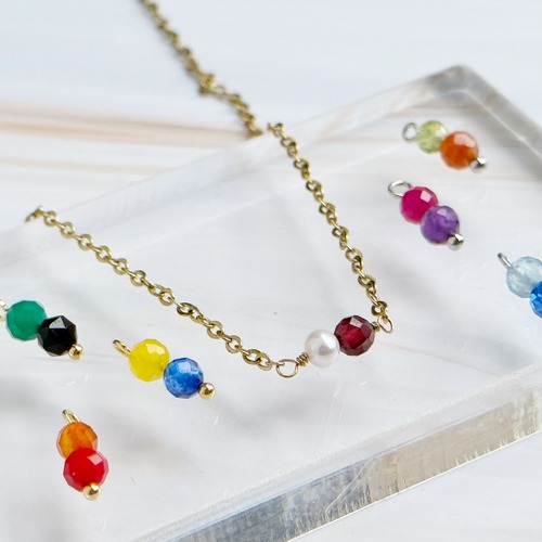 【ネックレス】“推し”といつも一緒｜2粒から選べる カスタムアクセサリー Color Me Stone ネックレス 誕生石　サージカルステンレス