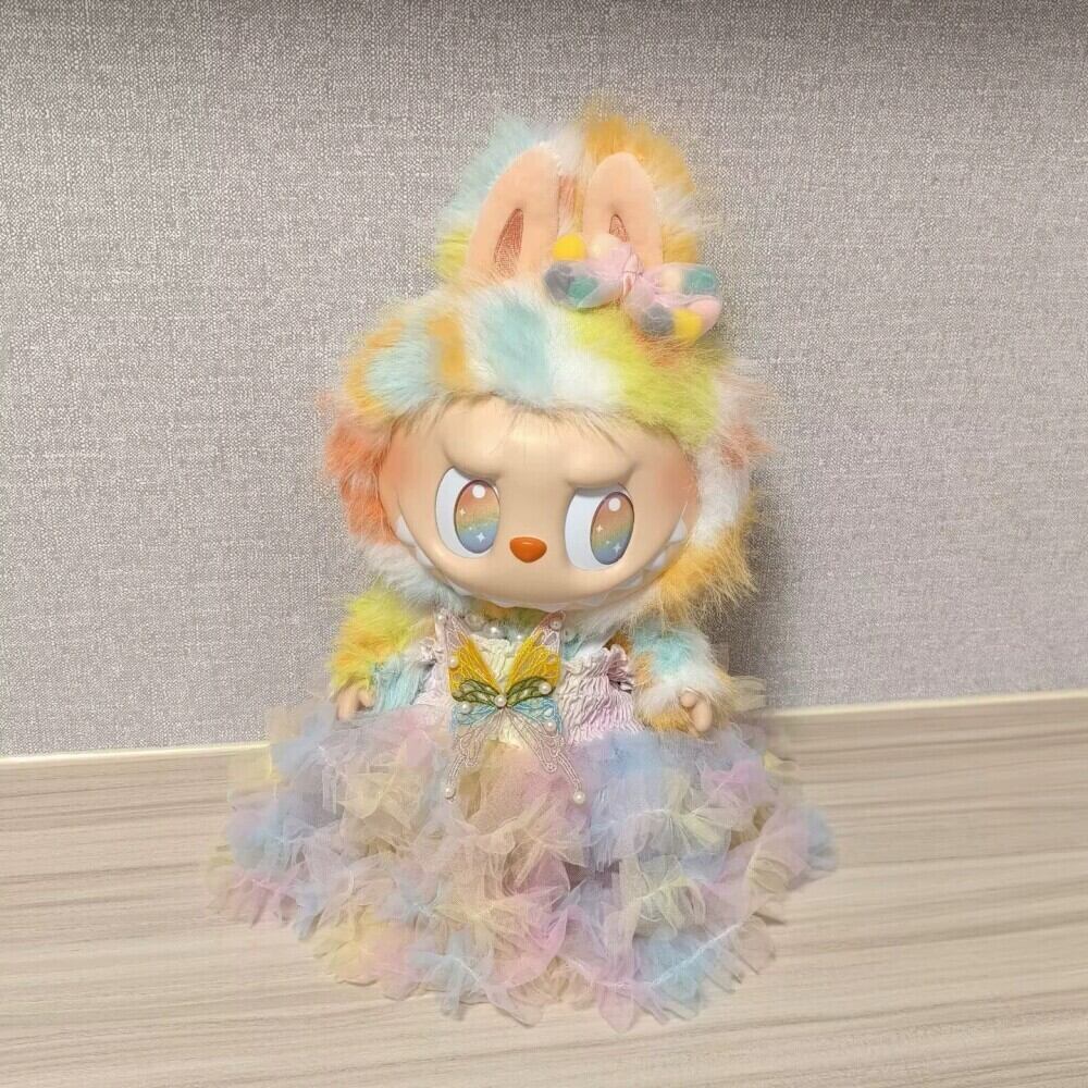 上品&可愛い!Labubu用 カラフル多層ケーキドレス 可愛くてエレガントなプリンセス風 38cmラブブ用 the monsters ドール服