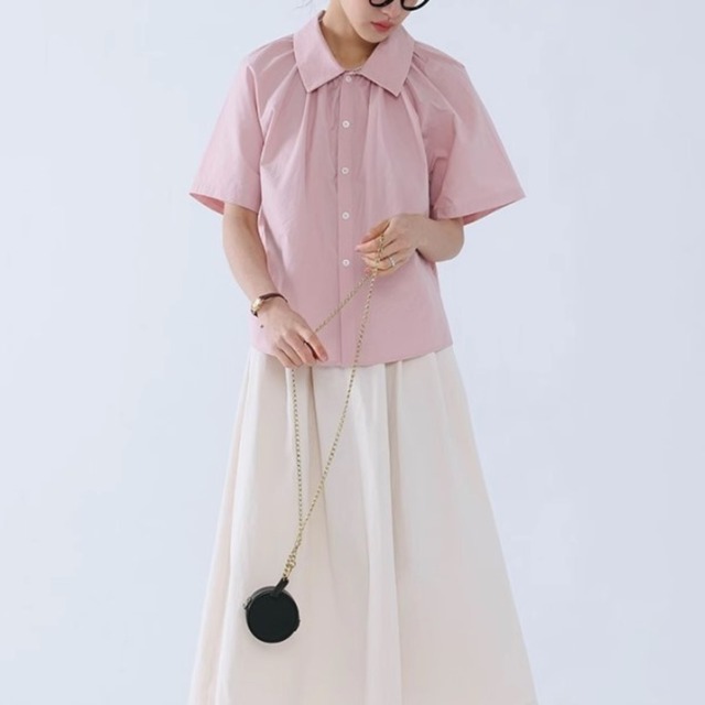 シャーリング半袖シャツ