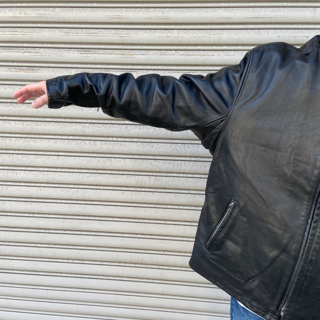 Schott 641 シングルレザーライダースジャケット 牛革 本革 黒 L