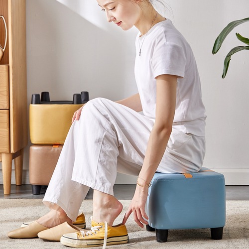 スツール ロータイプ 高さ28cm ４色展開 オレンジ ホワイト ソファスツール フェイクレザー 正方形 四角 椅子 スクエア ファッションソファスツール コーヒーテーブル ホーム 小さなスツール ロースツール