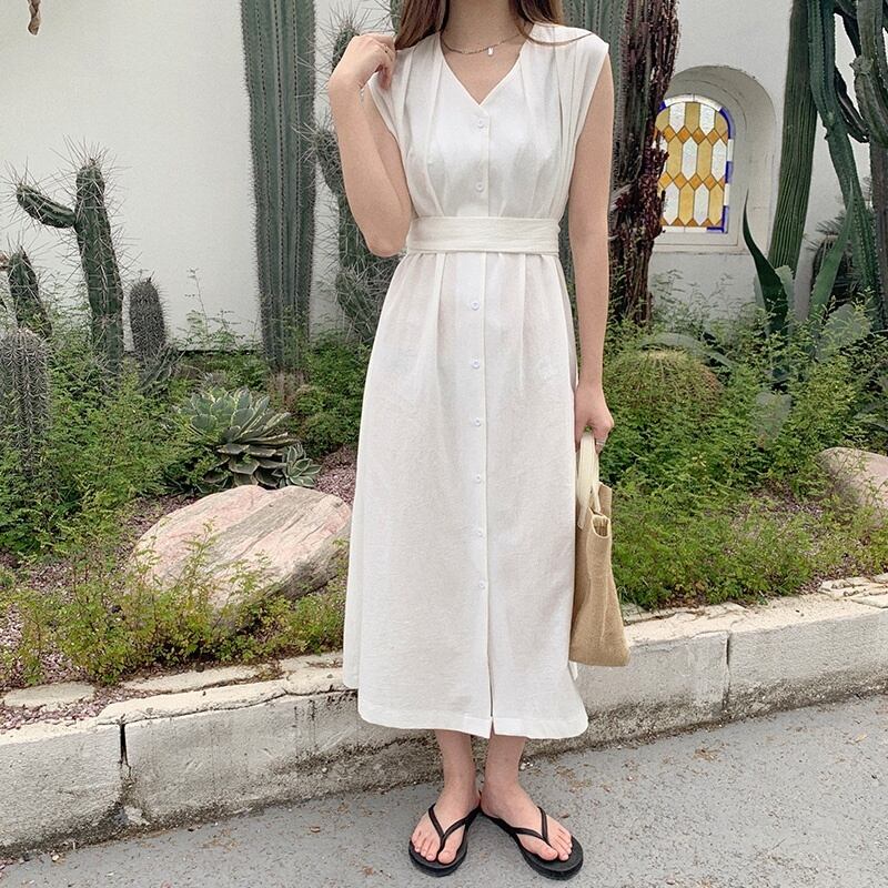 ワンピース レディース ロングワンピース フリーサイズ グレー ホワイト ブルー ネイビー ブラック カラバリ 無地 Vネック ノースリーブ フレア Aライン ロング ウエストマーク ハイウエスト スタイルアップ 脚長効果 体型カバー ゆったり シンプル きれいめ カジュアル フェミニン ガーリー 上品 大人可愛い おしゃれ 普段使い イベント デート お出かけ 女子会 休日 旅行 リゾート こなれ感 ファッション コーデ モテ サマードレス ママ 20代 30代 40代 50代 春 夏 送料無料