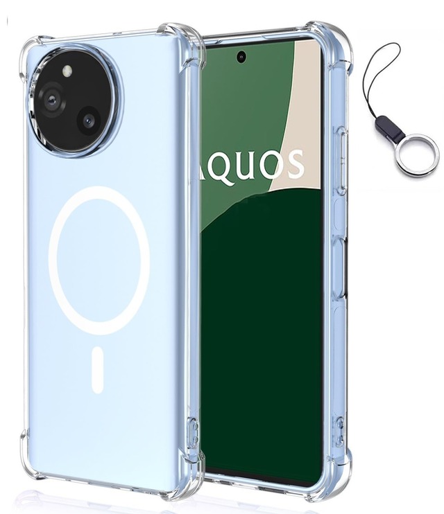 AQUOS R9 AQUOS R10 ケース透明 MagSafe対応マグネット搭載 マグセーフ対応 SH-51F / SH-M31/SH-51E/ SH-M28 カバー 全面保護 耐衝撃 レンズ保護 薄型 軽量 指紋防止 黄ばみなし ストラップホール