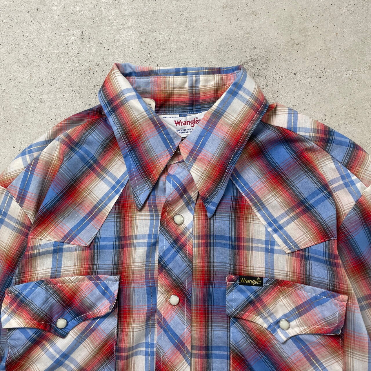 70年代~ USA製 Wrangler ラングラー ウエスタン チェックシャツ 70年代~ USA製 Wrangler ラングラー ウエスタン チェックシャツ