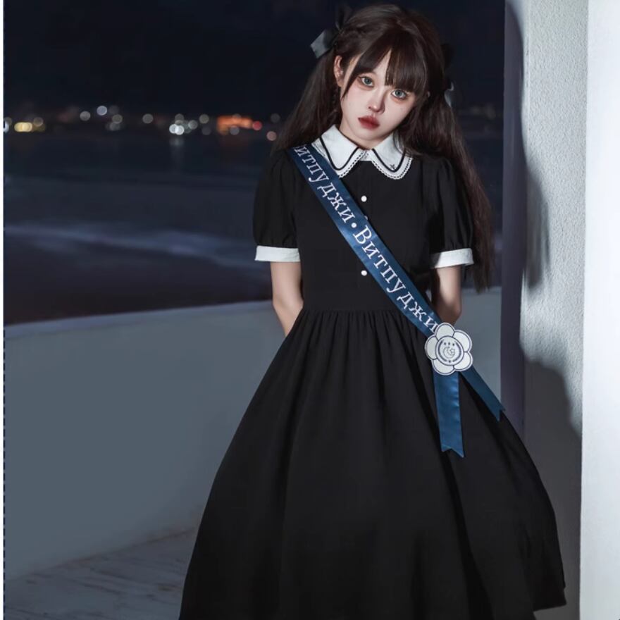 子供用】メイド服風 ガーリーチェックワンピース 110cm 可愛い後ろ 