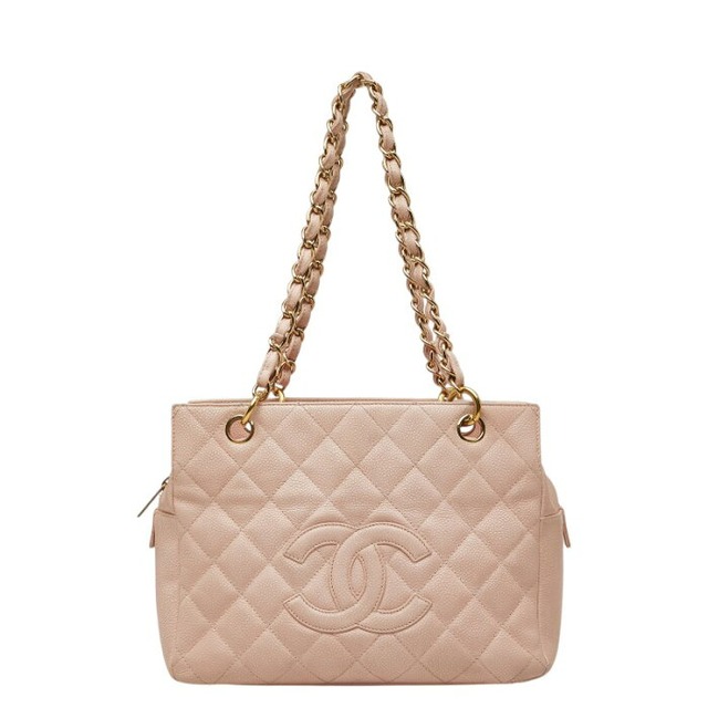 シャネル マトラッセ ココマーク チェーン ショルダーバッグ ピンク キャビアスキン レディース CHANEL 【中古】