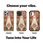 受注生産 iPhoneケース 白いフクロウときのこの民芸柄｜動物モチーフ PSYF038A