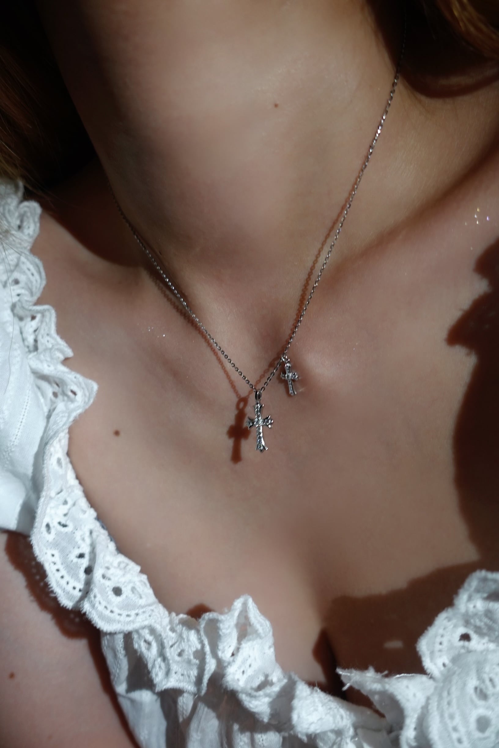 Twin Crosses Necklace | 金属アレルギー対応のアクセサリー crea.jewelry
