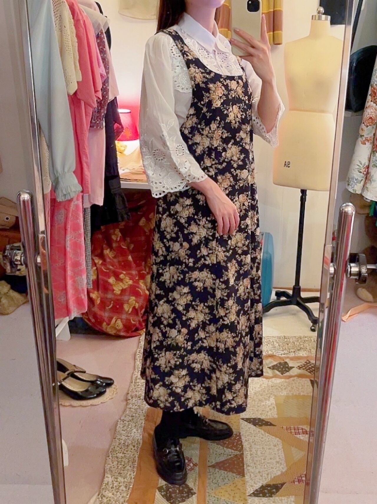 rose double ribbon jumper skirt