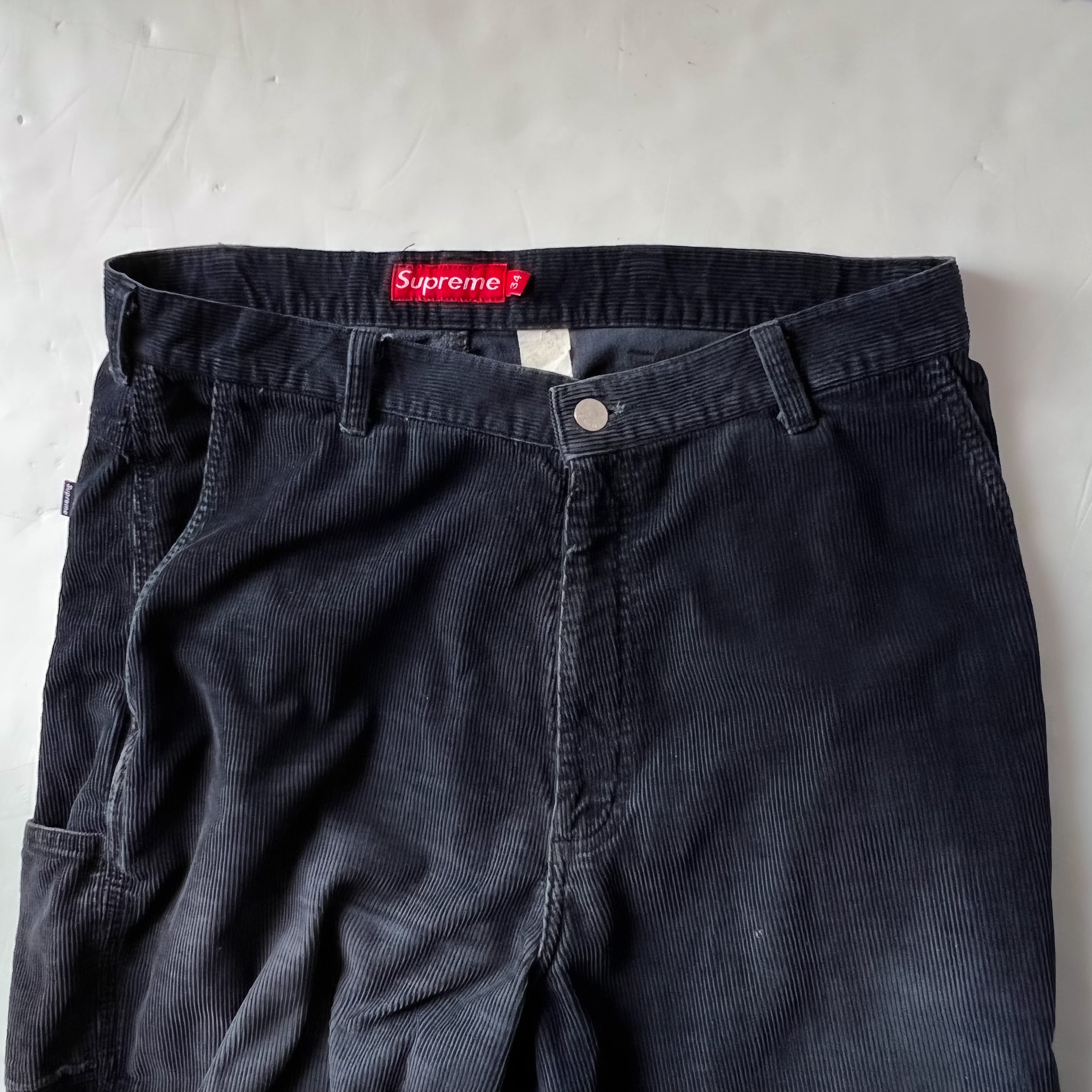 90s “supreme” 初期タグ made in usa black corduroy baggy pants 90