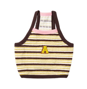 M.L.XL/即納【andblank】A Stitch Stripe Crop Top : Brown