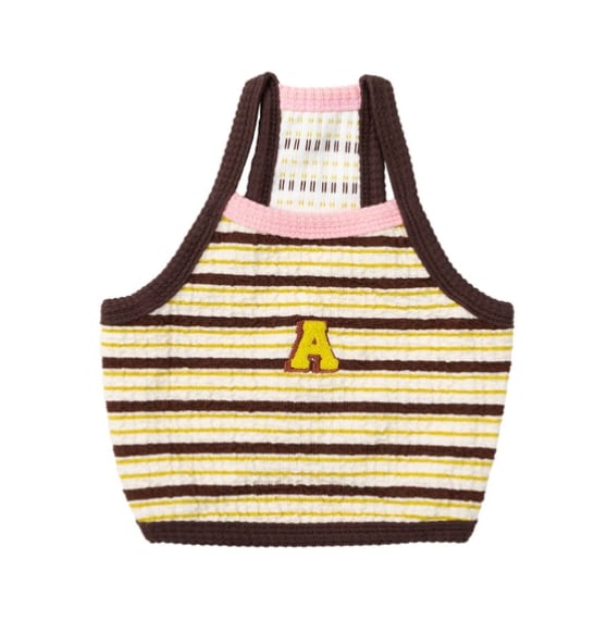 M.L.XL/即納【andblank】A Stitch Stripe Crop Top : Brown