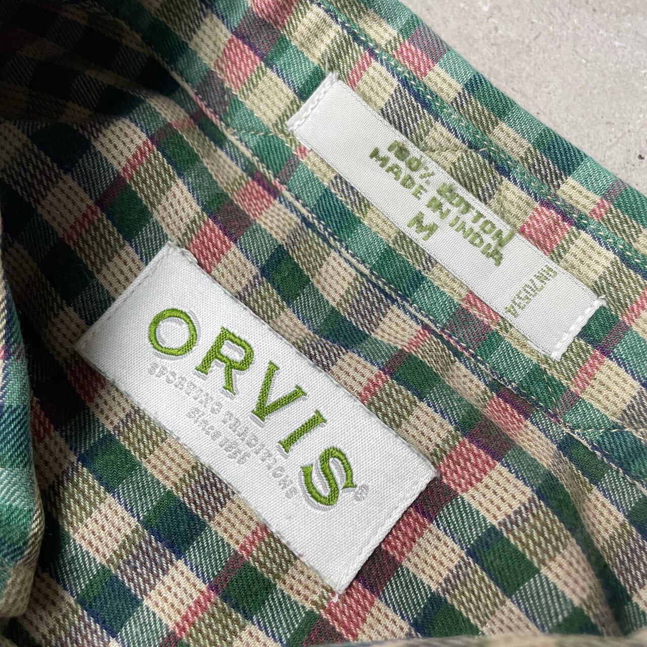 90年代 ORVIS オービス 長袖 チェックシャツ メンズL相当 古着 90s ビンテージ ヴィンテージ ボタンダウン アウトドア ベージュ  グリーン 緑色【長袖シャツ】 | cave 古着屋【公式】古着通販サイト
