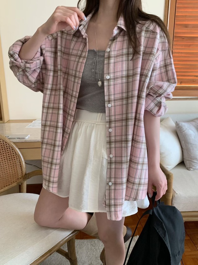 (予約) mellounge  / Milk check shirt 3color