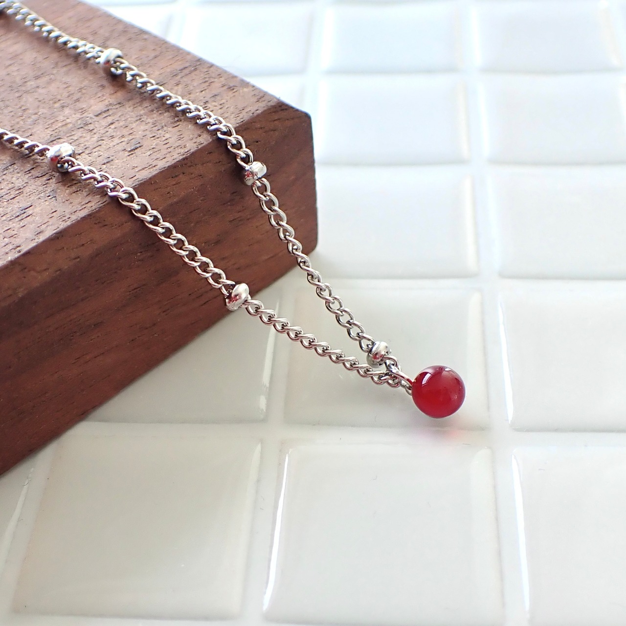 琉球ガラスのひと粒ネックレス 42cm