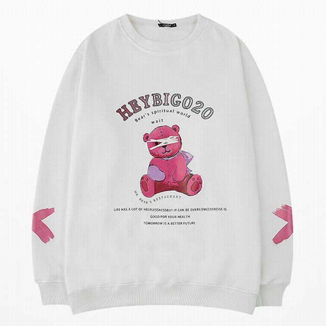 ユニセックス トレーナー メンズ レディース 袖プリント 眼帯クマちゃん ベアー プリント スウェット オーバーサイズ 大きいサイズ ルーズ ストリート Tbn Mamos マモス ストリートファッションならお任せ 韓国ファッションがお好きな方も要チェックです
