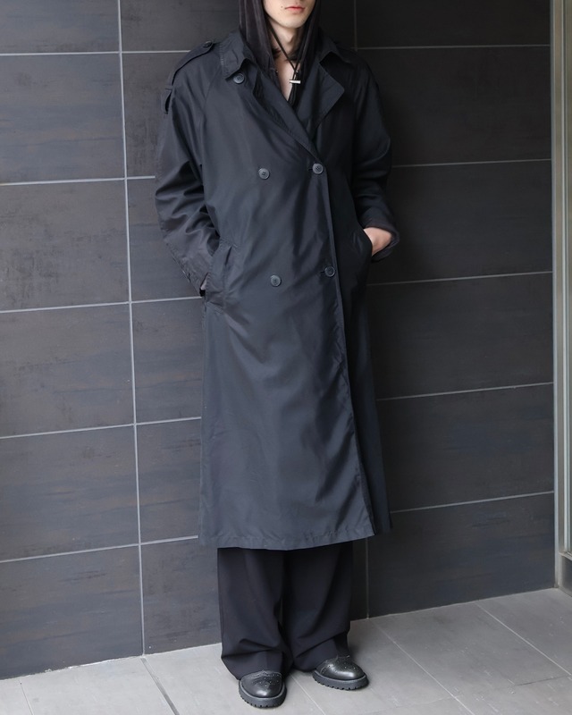 Nylon-like trench long coat