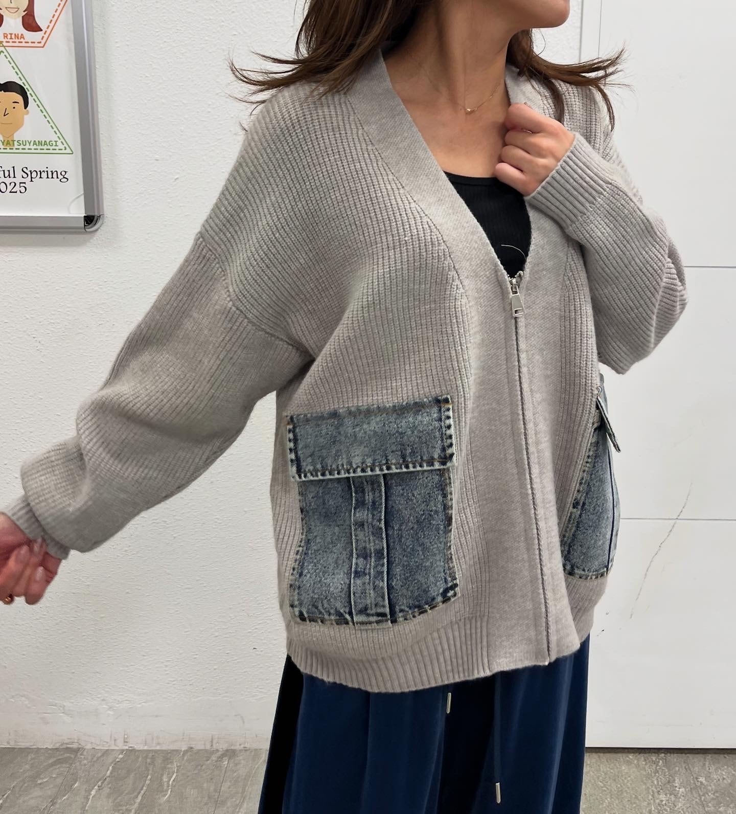 古着 \"Denim&co.\" コーディロイ ニット vintage RODEO CROWNS WIDE BOWL | クロシェフラワーニットカーディガン