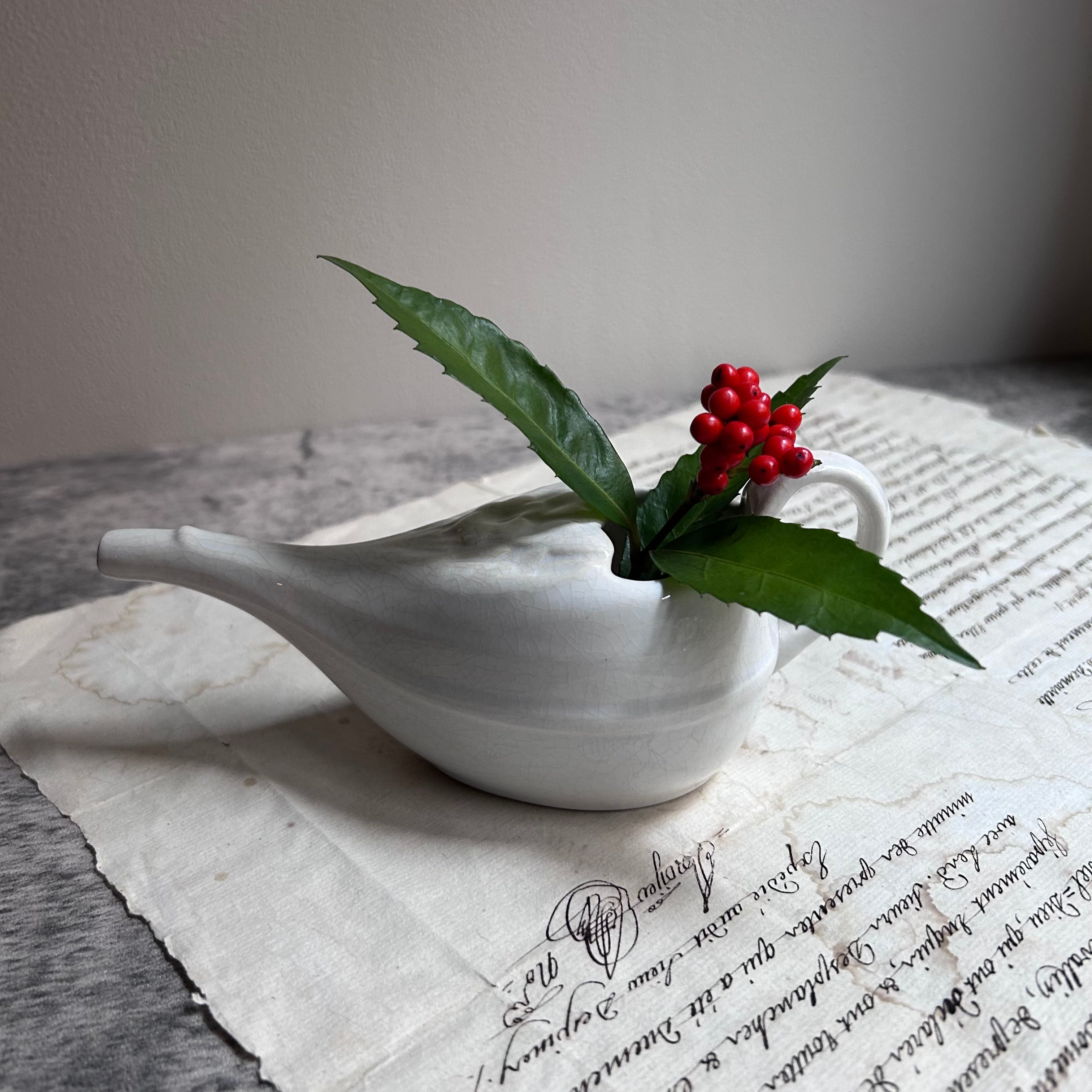 サルグミンヌ 陶器製 トゥースブラシケース 花柄 フランスアンティーク ...