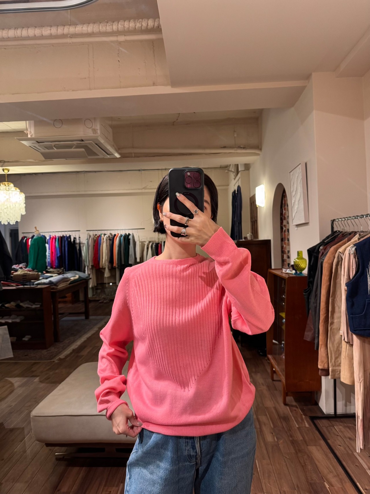Vintage Pink Design Knit Sweater