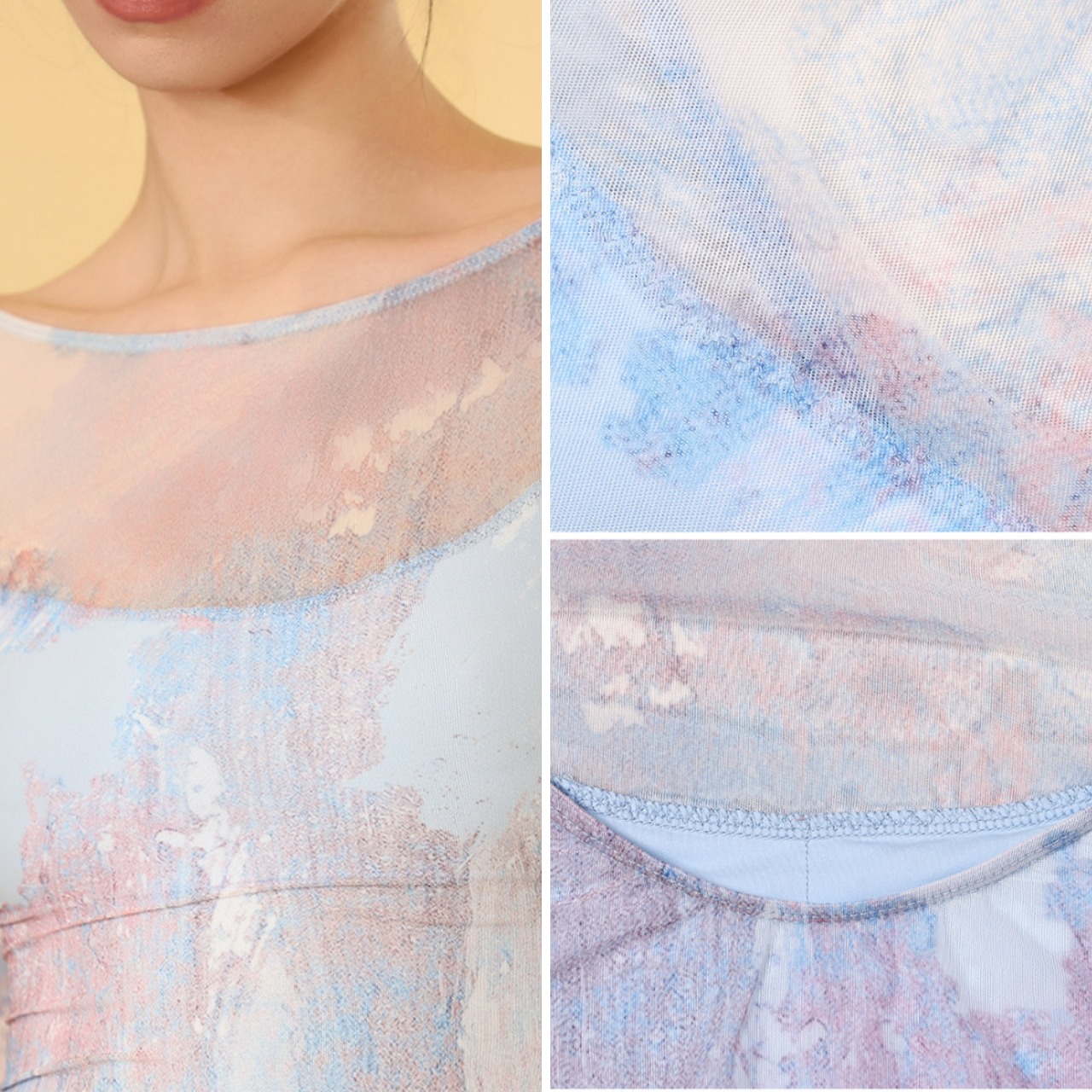 ブルーアート メッシュ スリーブレオタード L1312