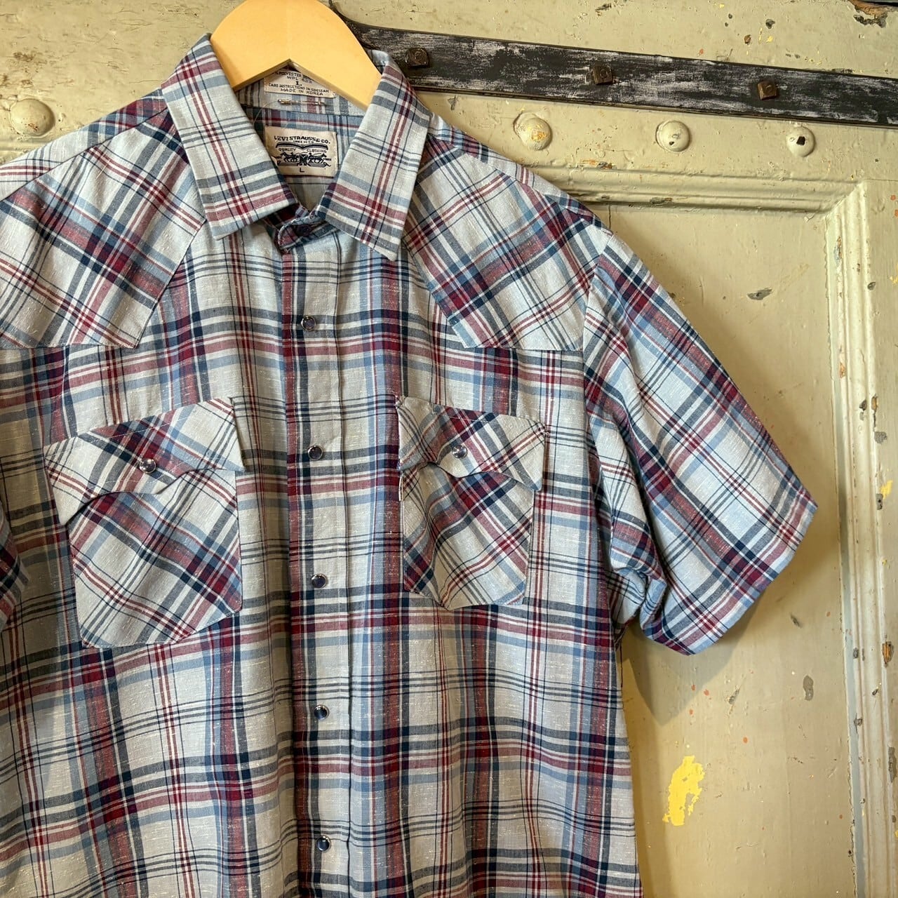 80's Levi's ウエスタンシャツ グレー くすみ 半袖シャツ リーバイス