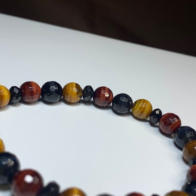 ミラーボールカット・ミックスタイガーアイ×ブラックスピネル ブレスレット