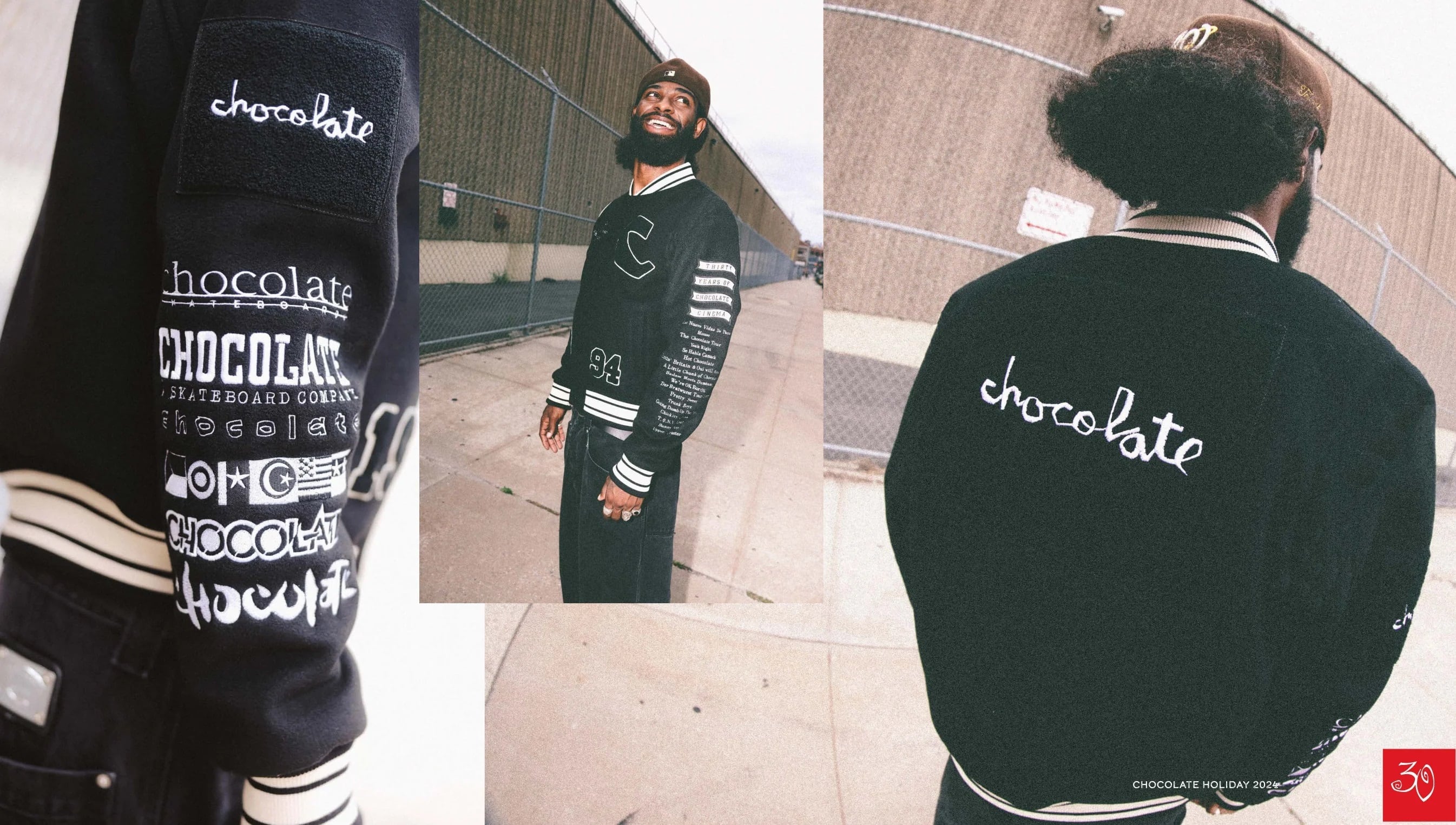 CHOCOLATE（チョコレート）- TEAM VARCITY JACKET BLACK スタジャン
